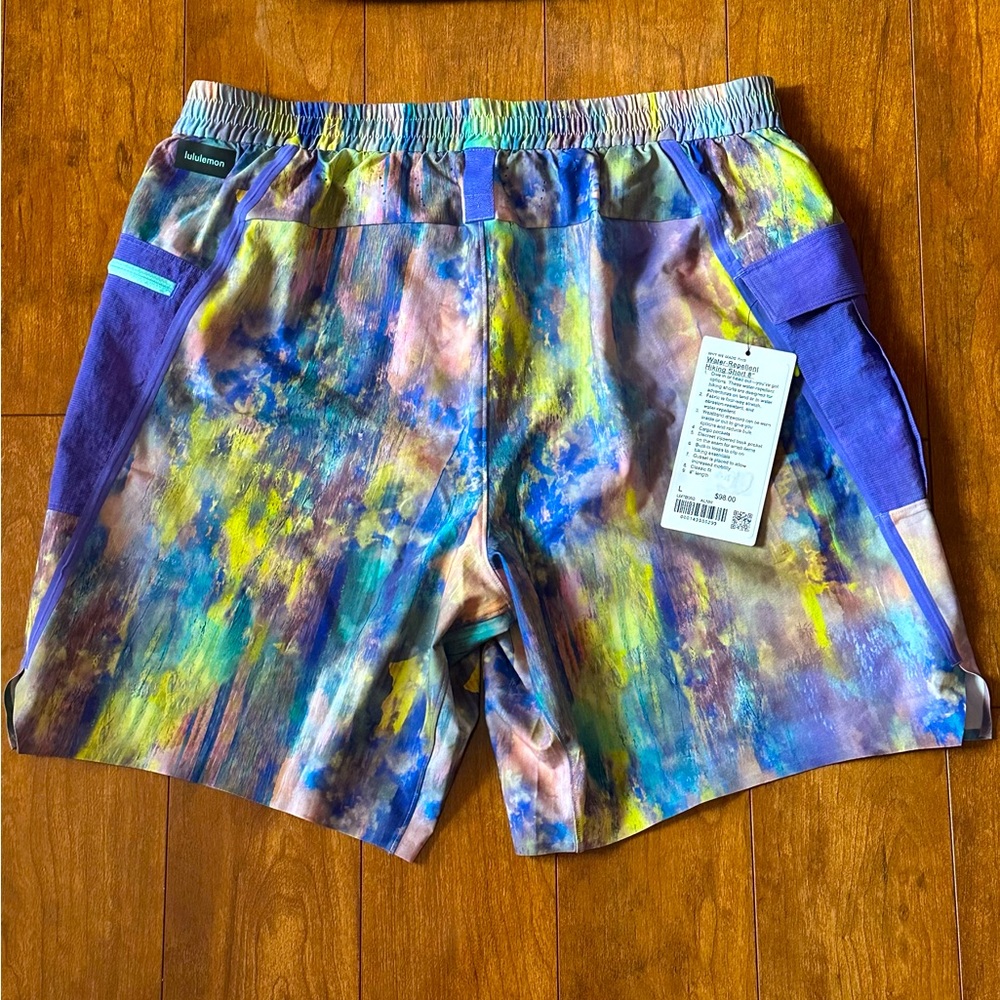 Lululemon Logo Outdoor Water-Repellent Stretch Mesh Pockets Hiking Shorts 8" NWT